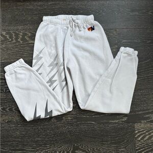 Aviator Nation Gray and White Sweatpants Relaxed Fit